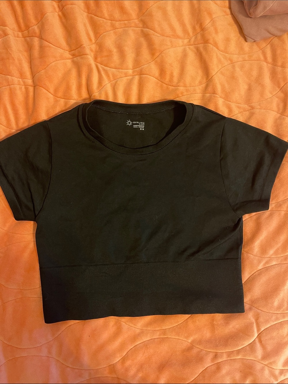 aerie Black Cropped Crewneck Tee